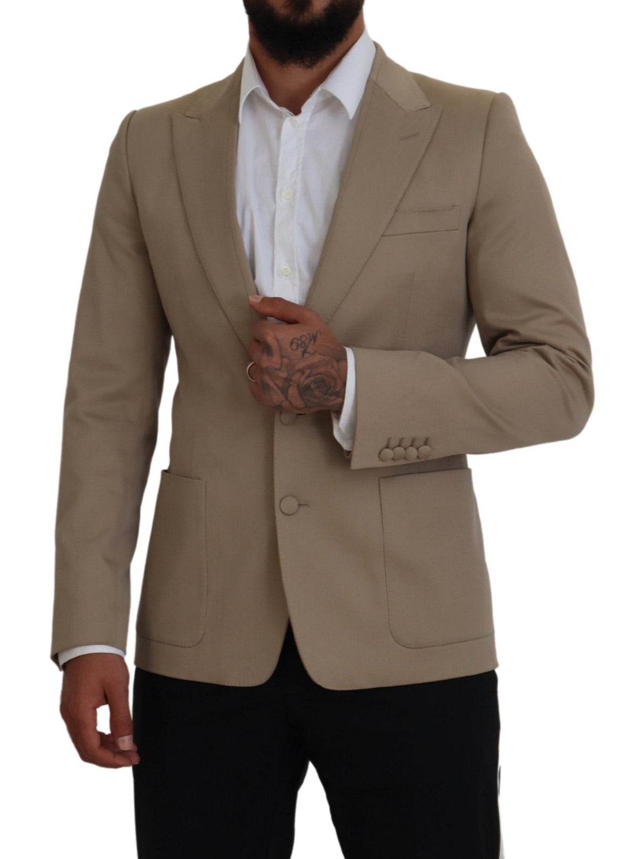 Dolce &amp; Gabbana Beige Baumwoll-Stretch-Slim-Jackenblazer