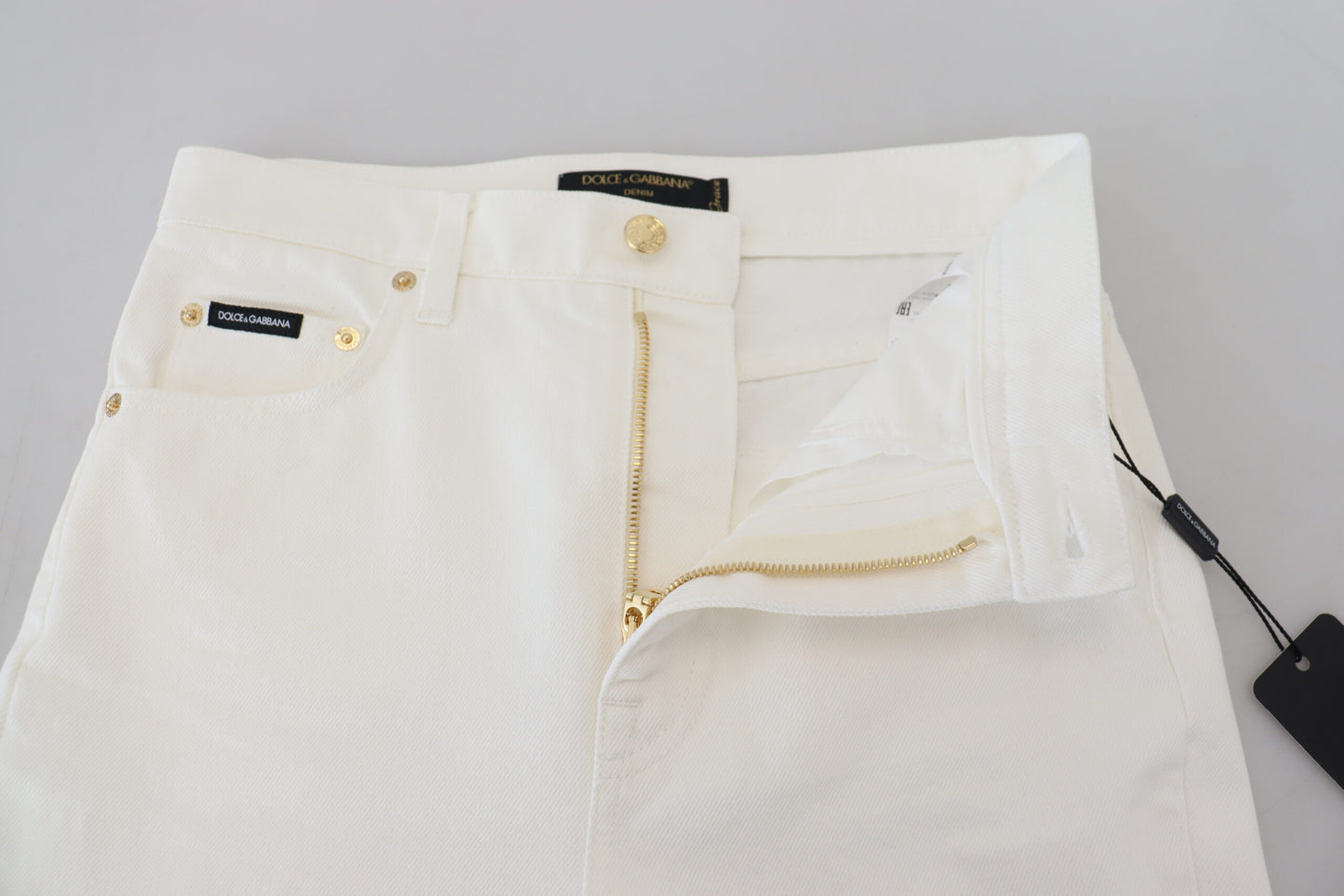 Dolce & Gabbana Svelte High Waist Slim Jeans in Off White