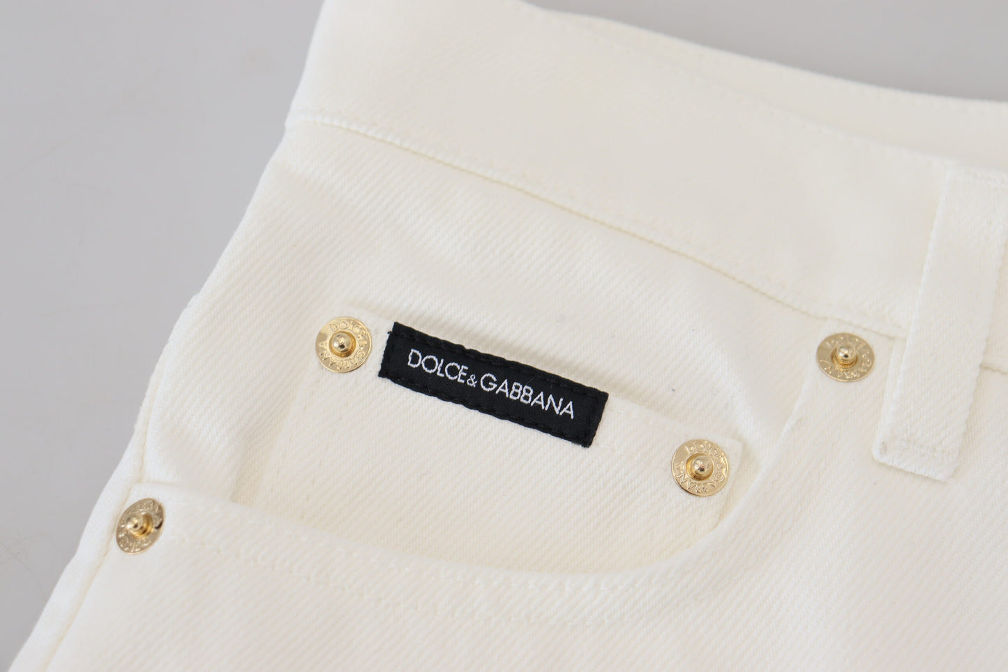 Dolce &amp; Gabbana Off White High Waist Skinny Denim Baumwolljeans