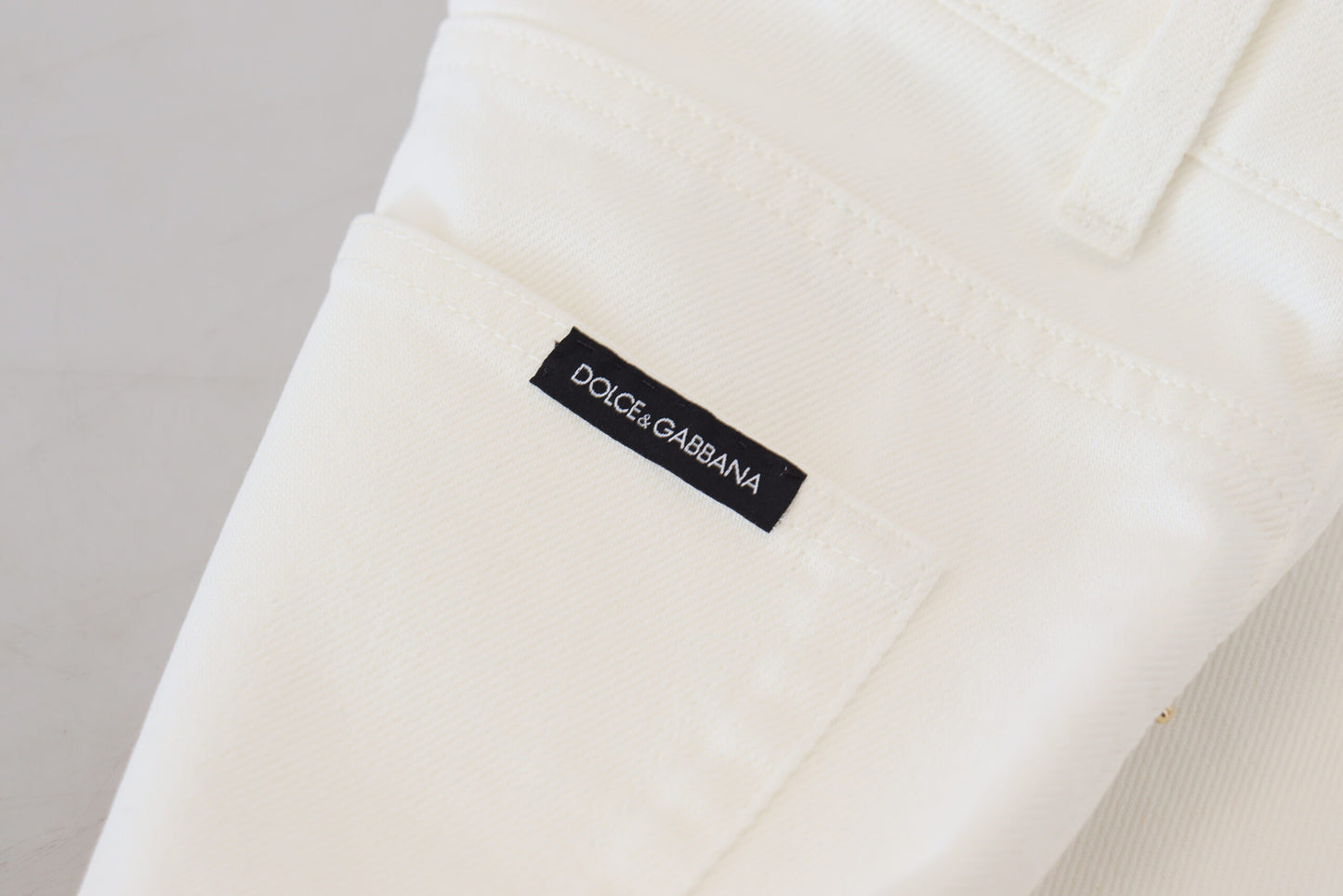 Dolce &amp; Gabbana Off White High Waist Skinny Denim Baumwolljeans