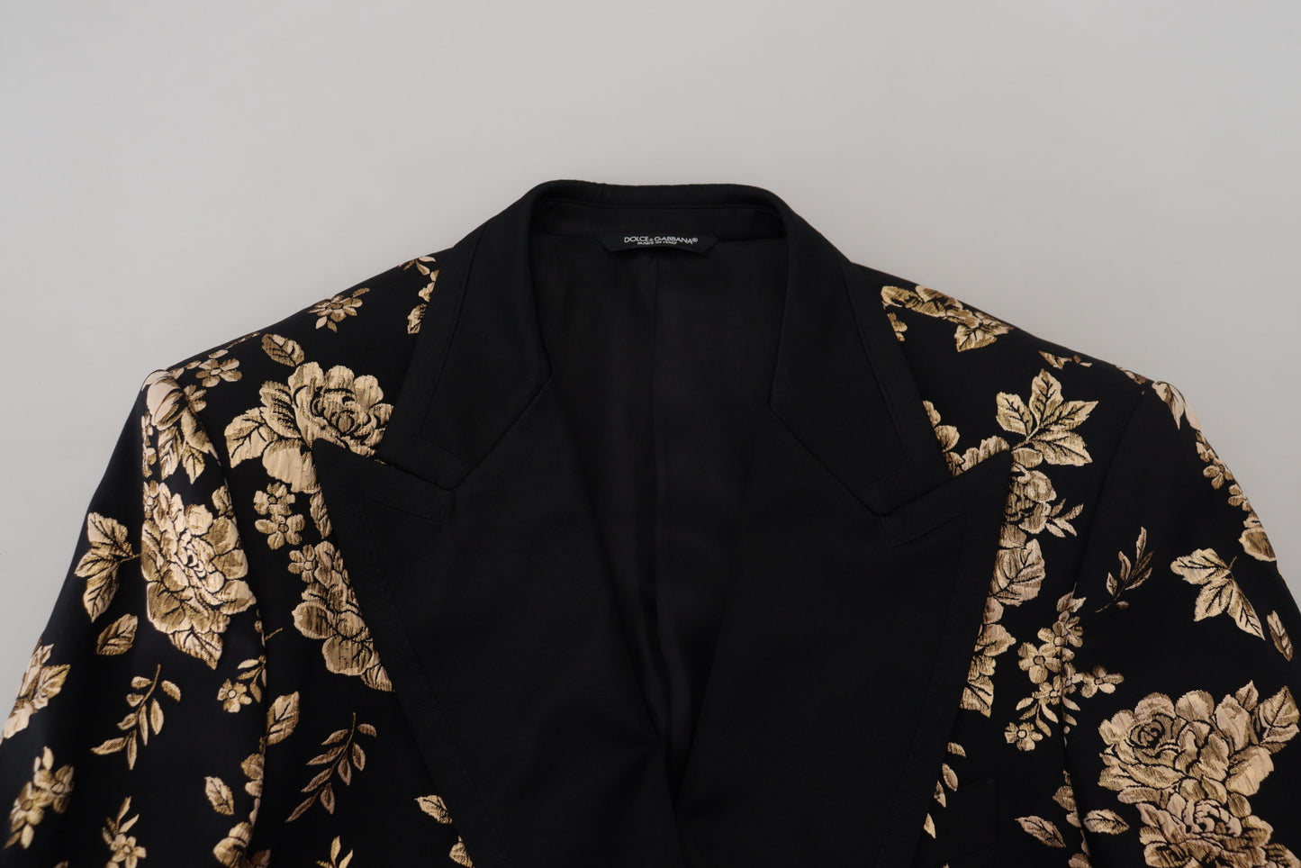 Dolce &amp; Gabbana Schwarz-goldener, mit Blumen bestickter Jackenblazer