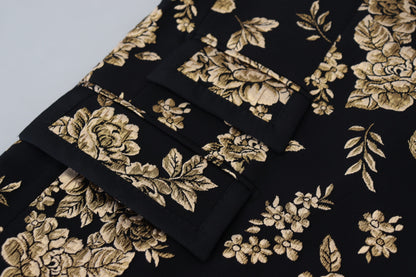 Dolce &amp; Gabbana Schwarz-goldener, mit Blumen bestickter Jackenblazer