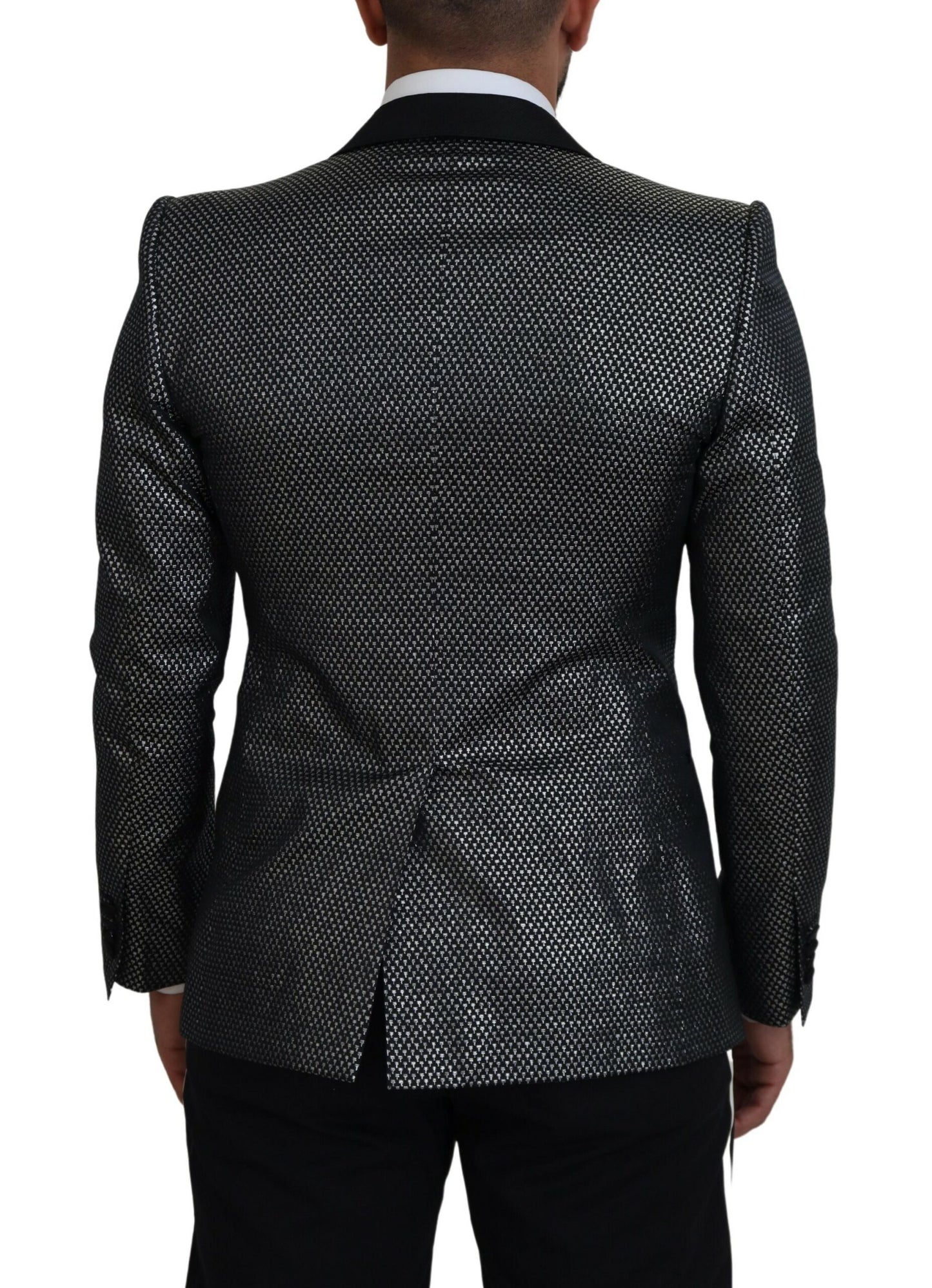 Dolce &amp; Gabbana Schwarz-Silber-Jacquard-Slim-Fit-Jackenblazer