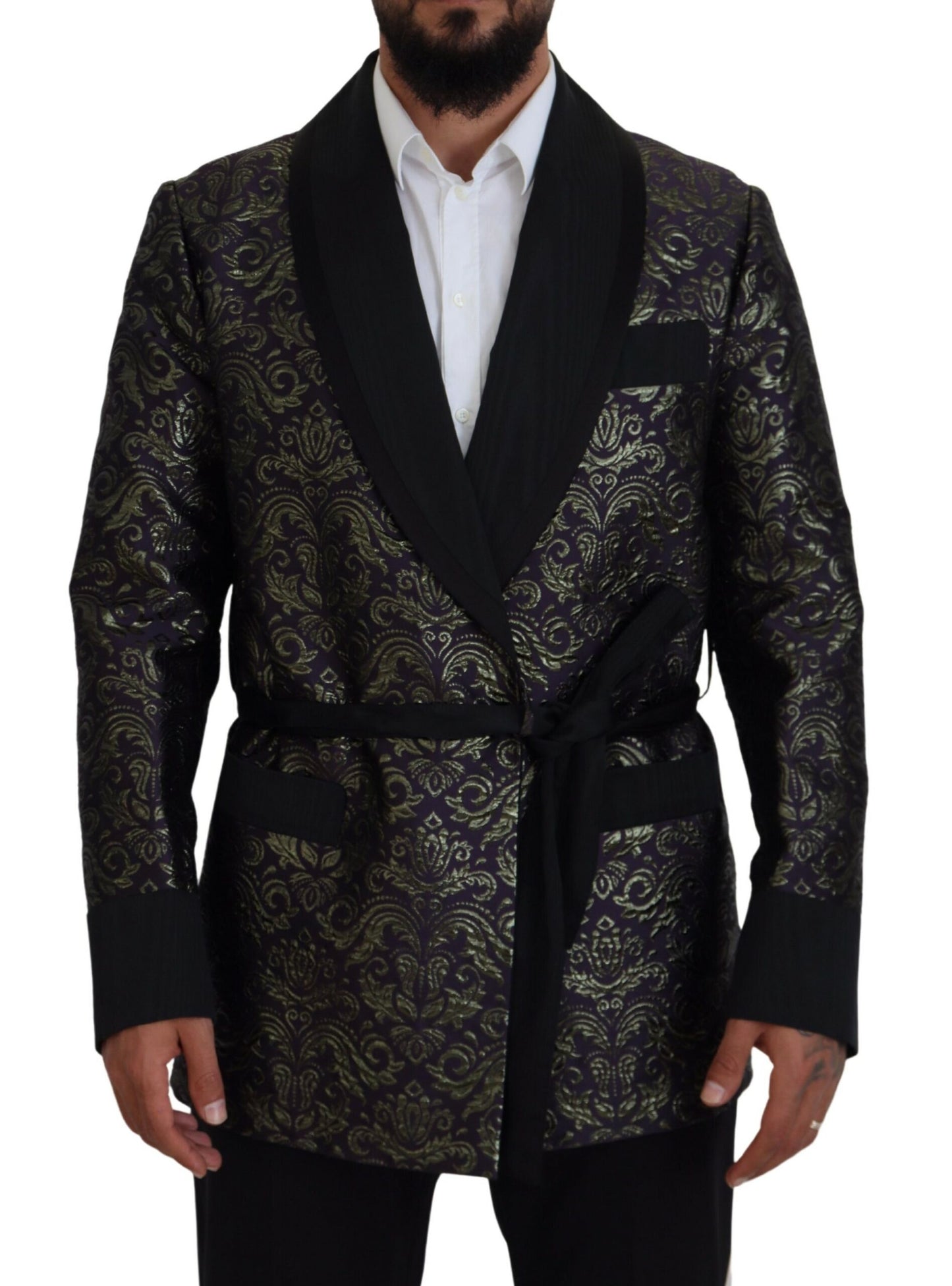 Dolce &amp; Gabbana Gold Lila Barock Jacke Blazer Robe