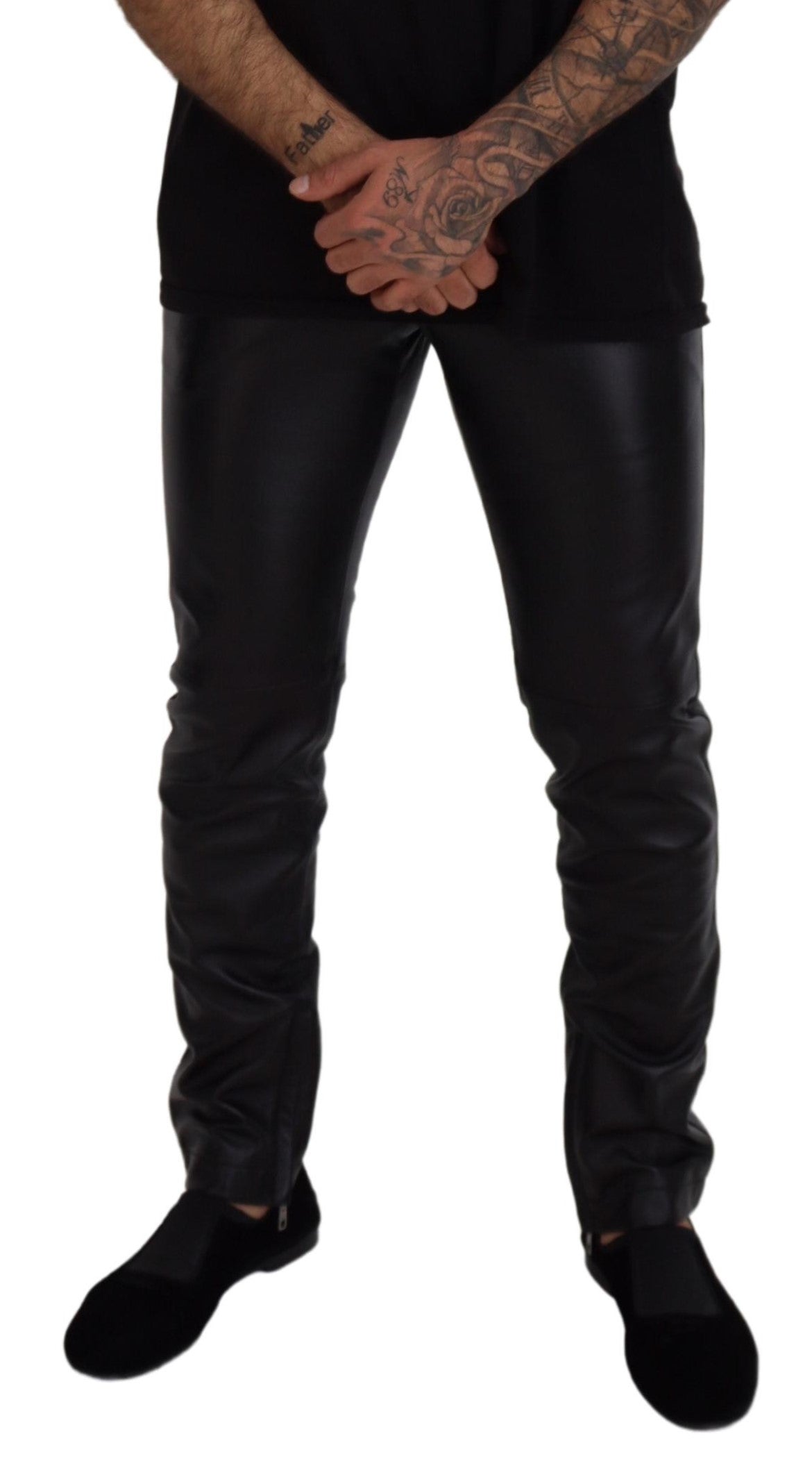 Schwarze glänzende Stretch-Röhrenhose von Dolce &amp; Gabbana