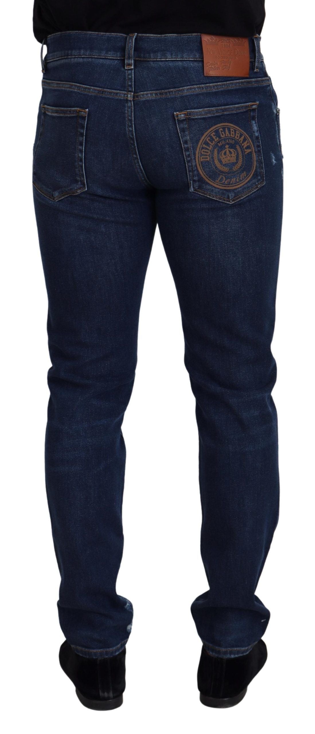 Dolce &amp; Gabbana Slim-Jeans aus Baumwollstretch in blauer Waschung