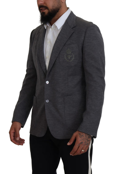 Dolce &amp; Gabbana Grauer Slim-Fit-Jackenblazer aus Wollstretch