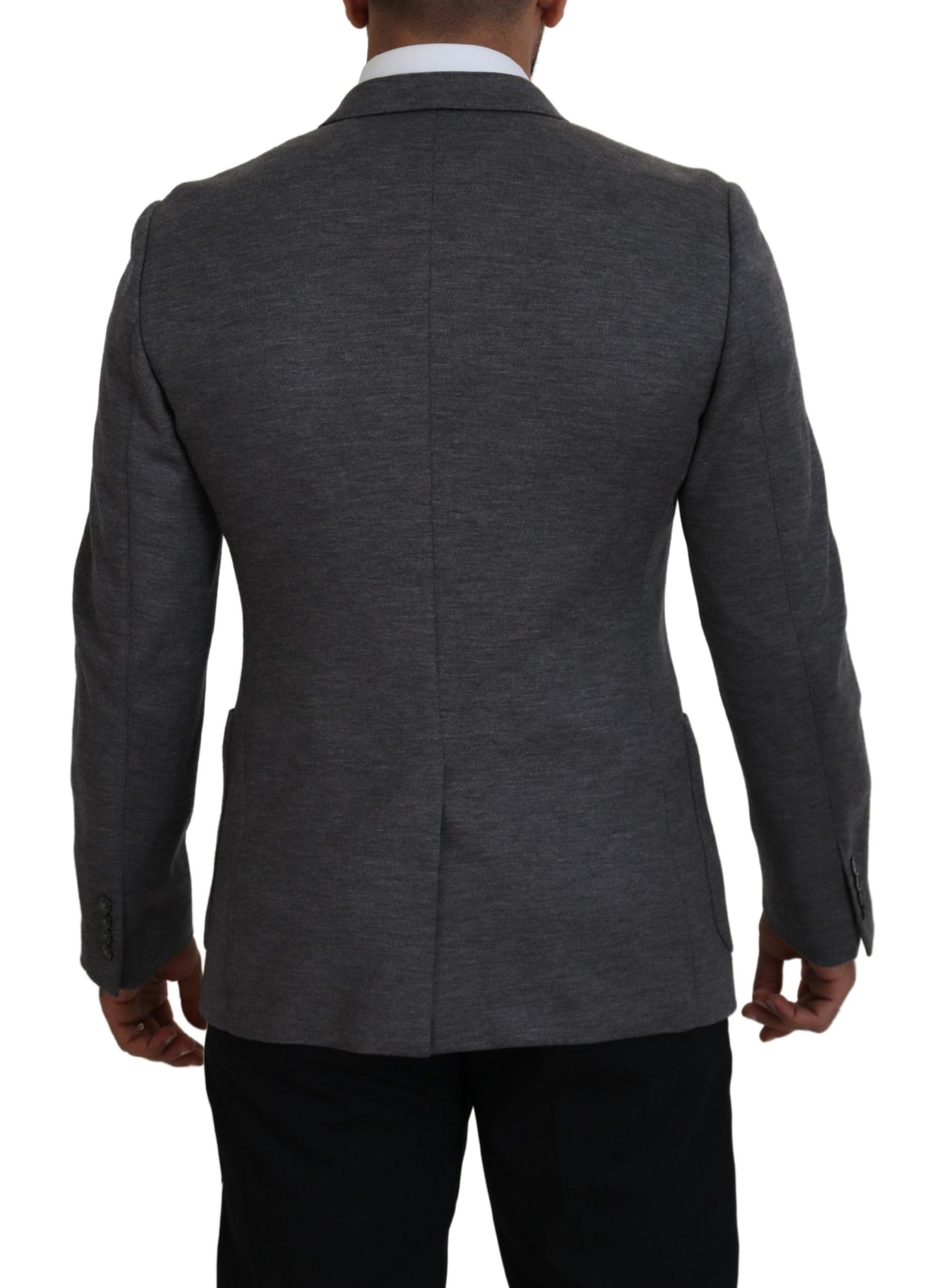 Dolce &amp; Gabbana Grauer Slim-Fit-Jackenblazer aus Wollstretch