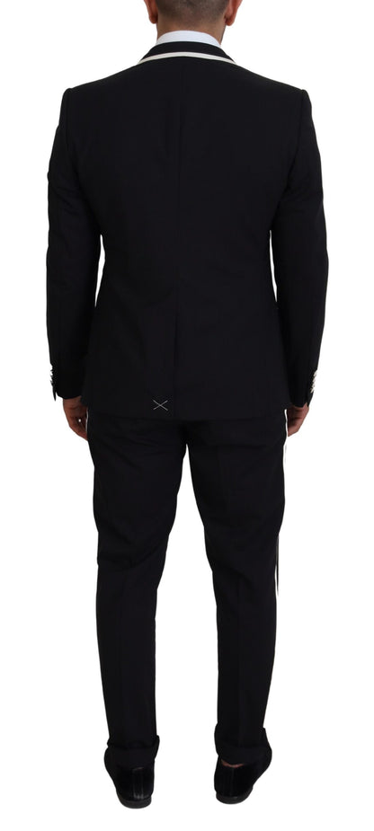 Dolce & Gabbana Elegant Black and White Slim Fit Three Piece Suit