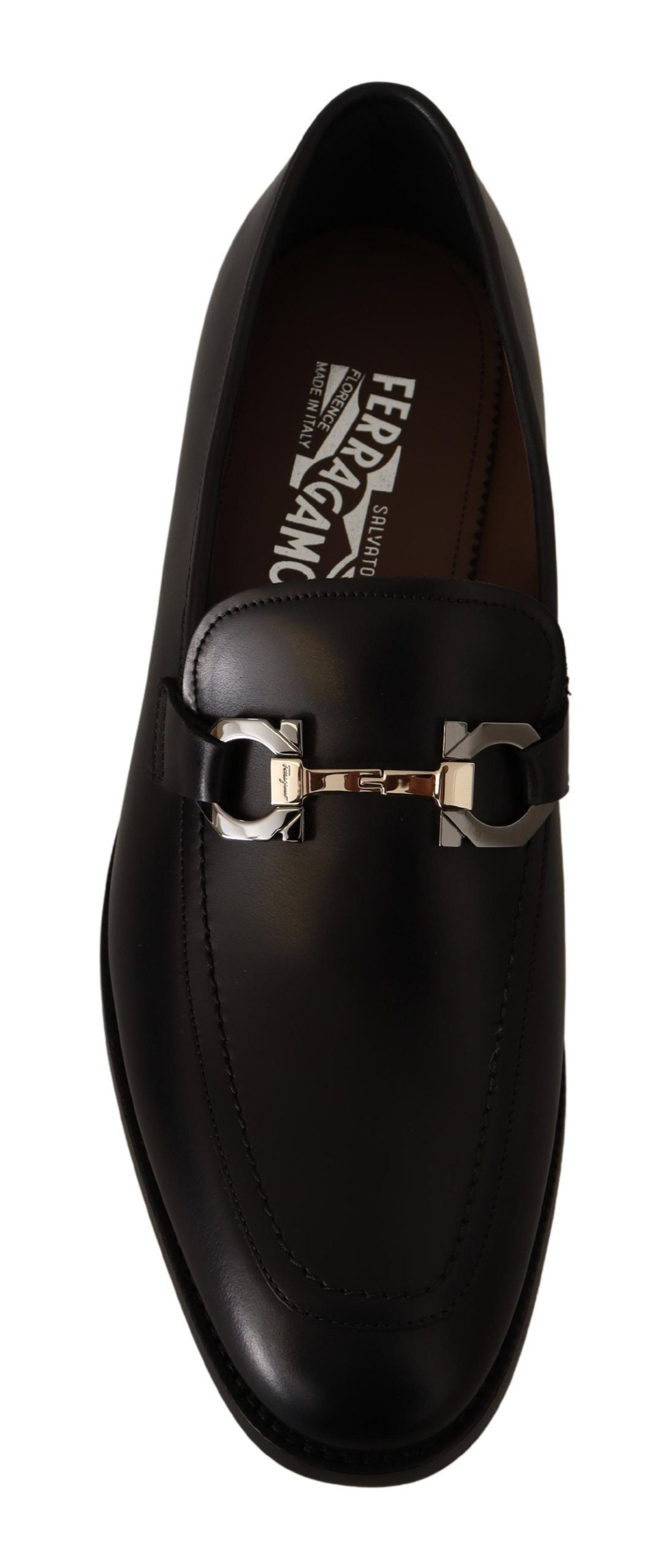 Salvatore Ferragamo Suave Black Leather Gancio Bit Loafers