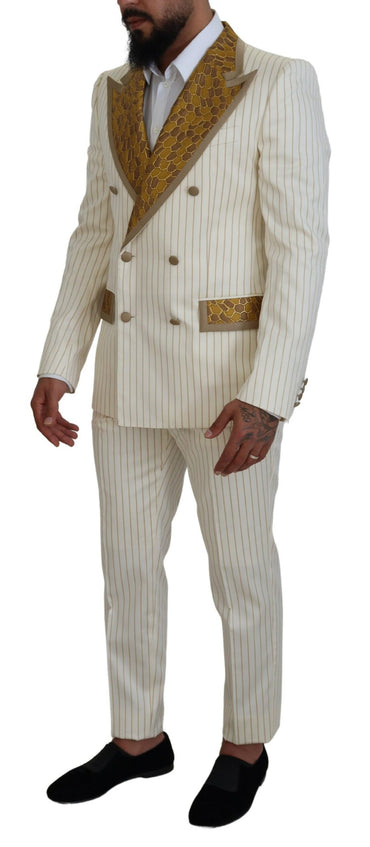 Dolce & Gabbana Elegant Off White Double Breasted Suit