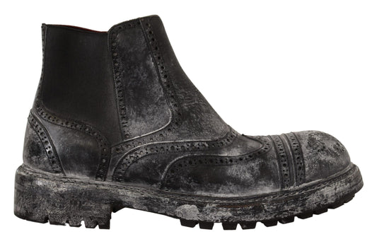 Dolce &amp; Gabbana Graue Leder-Knöchel-Freizeitstiefel für Herren