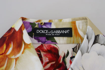 Dolce &amp; Gabbana Mehrfarbiges, geblümtes Blusentop aus Baumwolle mit Kragen