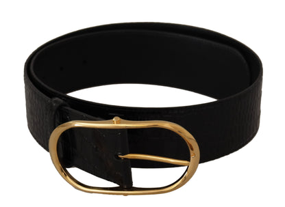 Dolce & Gabbana Chic Black Leather Logo Belt