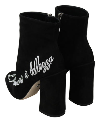 Dolce &amp; Gabbana L'Amore E'Bellezza Stiefel aus schwarzem Wildleder