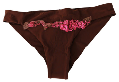 PINK MEMORIES Chic Pink and Brown Two-Piece Swimsuit