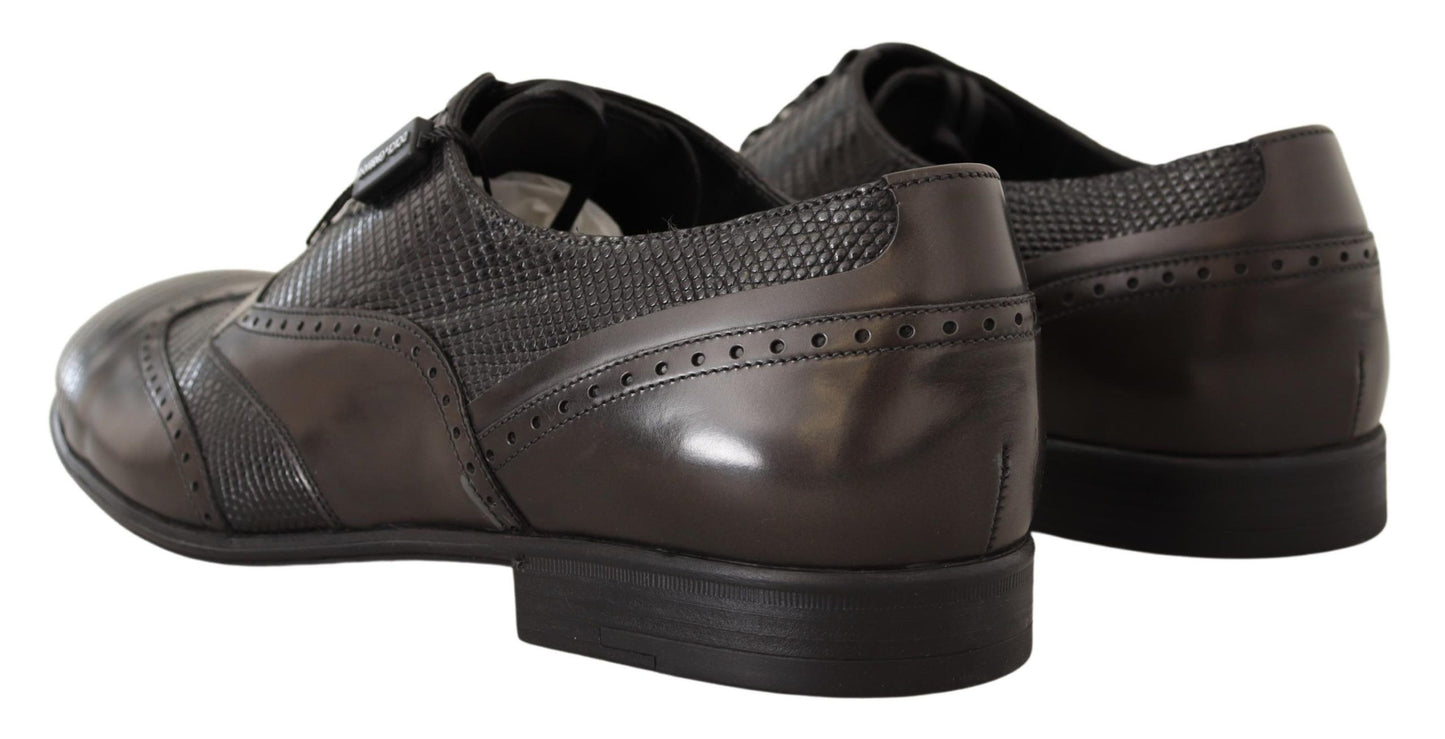 Dolce &amp; Gabbana Braune Oxford-Schuhe aus Eidechsenleder