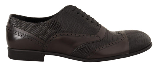 Dolce &amp; Gabbana Braune Oxford-Schuhe aus Eidechsenleder