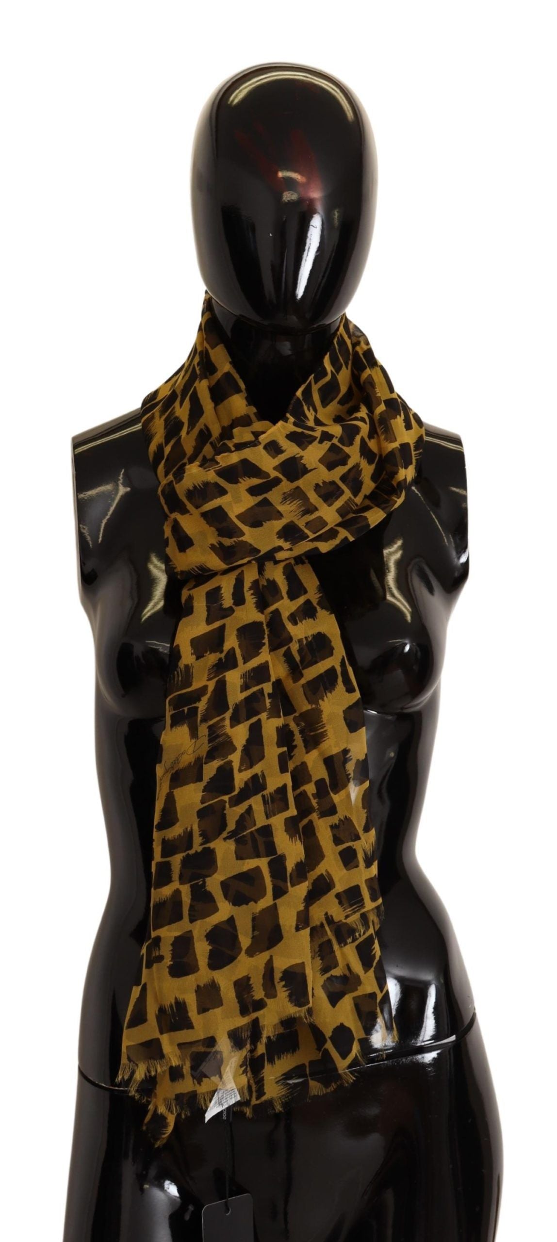 Dolce & Gabbana Elegant Silk Scarf in Yellow & Black