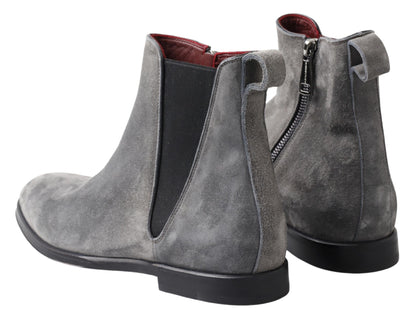 Dolce & Gabbana Elegant Gray Chelsea Leather Boots