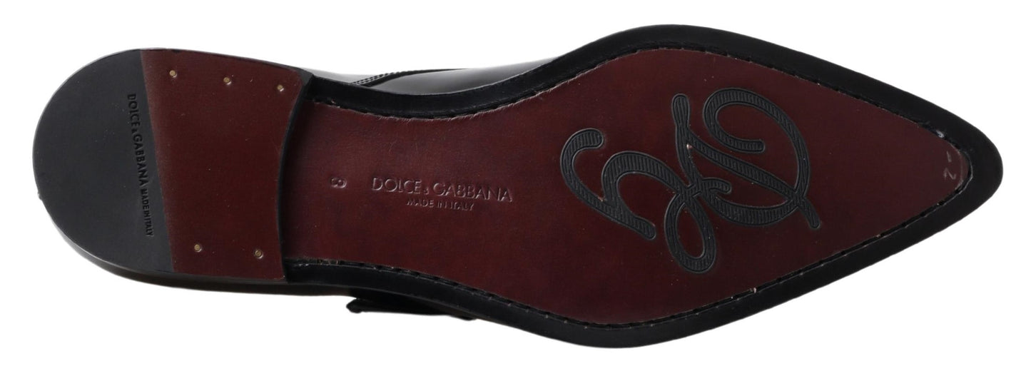 Dolce &amp; Gabbana Schwarze Leder-Mönchsriemenkleid-Formelle Schuhe