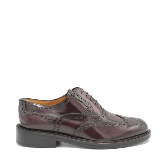 Saxone of Scotland Bordeaux Spazzolato Leder Herren Schnür-Full-Brogue-Schuhe