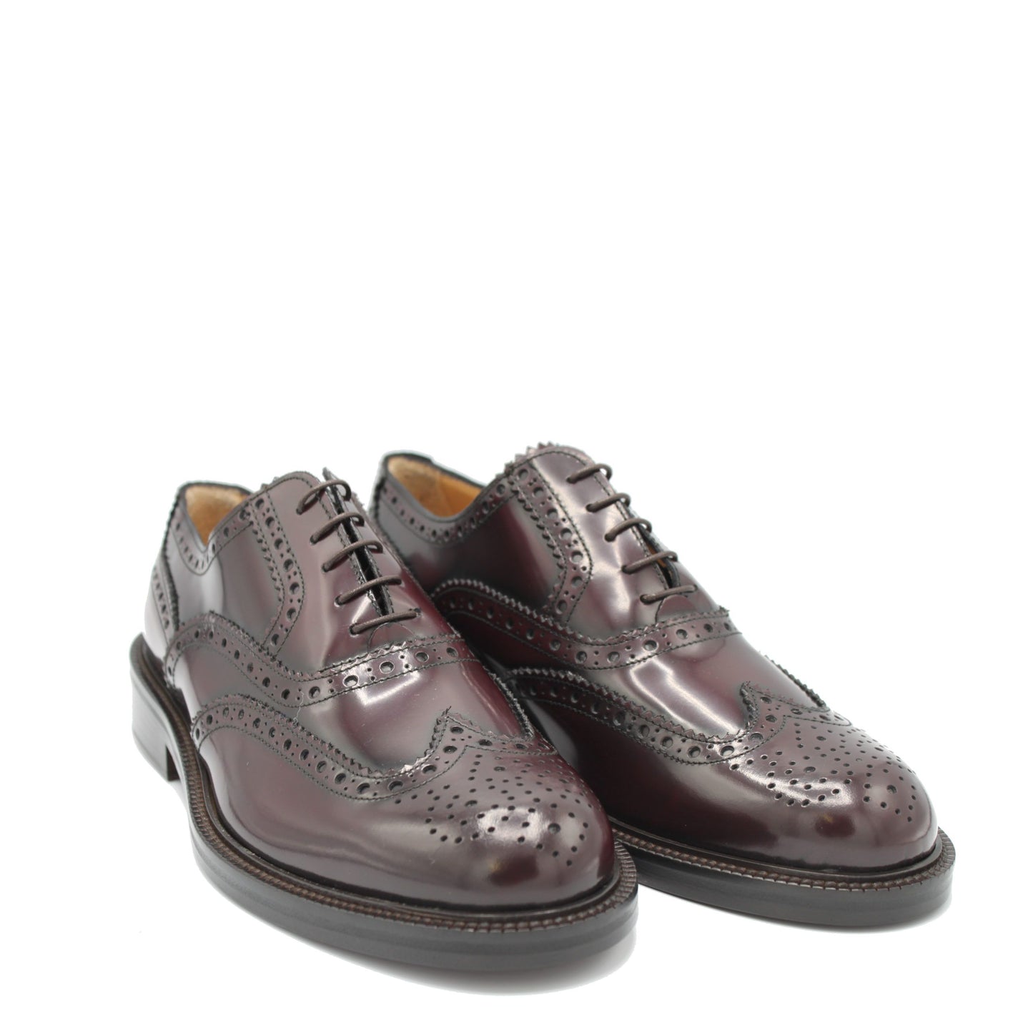 Saxone of Scotland Bordeaux Spazzolato Leder Herren Schnür-Full-Brogue-Schuhe