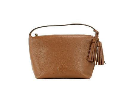 Tory Burch Thea Small Moose Slouchy Schultertasche aus genarbtem Leder