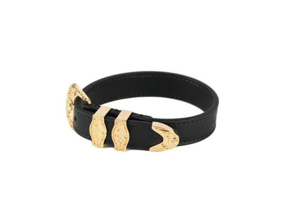 Versace Medusa Western-Armband aus glattem Leder mit vergoldetem Messing und goldener Schnalle