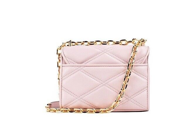 Michael Kors Serena Small Smooth Pink Vegan Leather Studded Flap Crossbody Bag