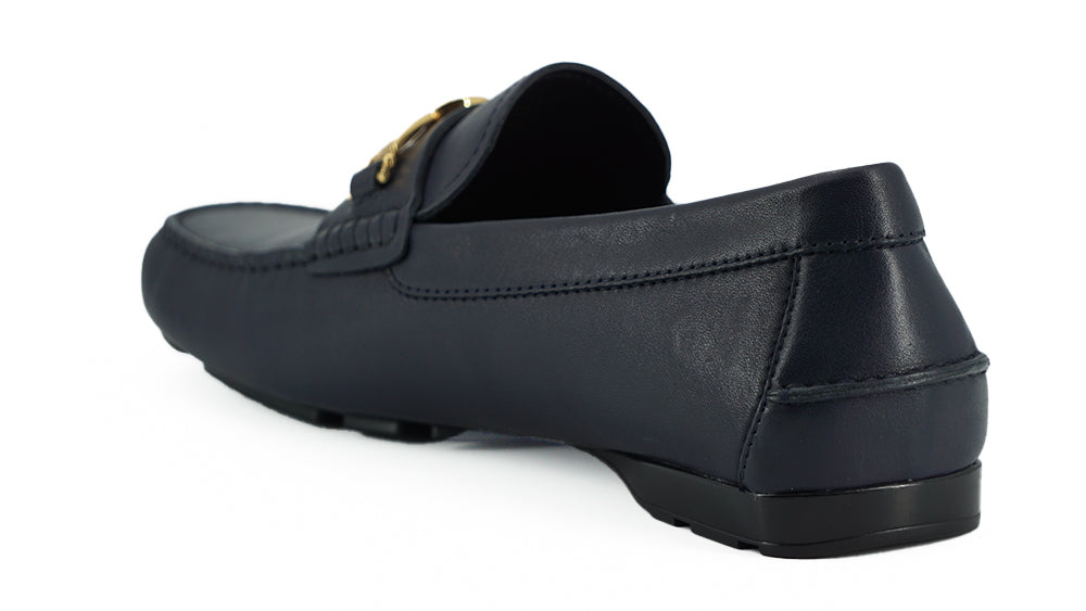 Marineblaue Loaferschuhe aus Kalbsleder von Versace