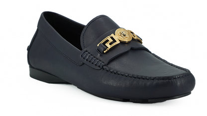 Marineblaue Loaferschuhe aus Kalbsleder von Versace