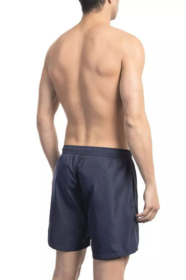 Bikkembergs Chic Blue Swim Shorts with Stylish Front Print