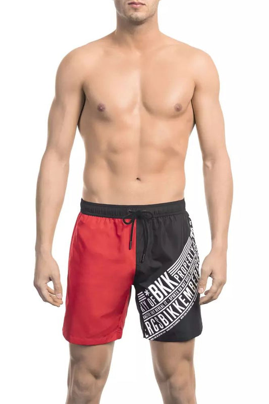 Bikkembergs Ravishing Red Side Print Swim Shorts