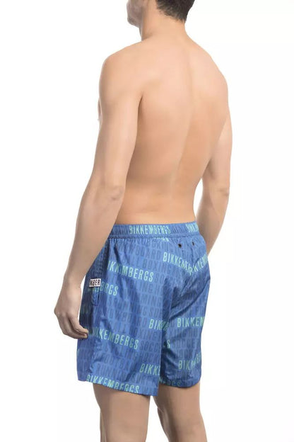 Bikkembergs Blue All-Over Print Swim Shorts