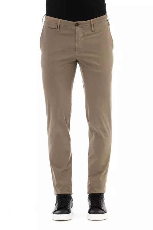 PT Torino Elegant Beige Cotton Blend Trousers