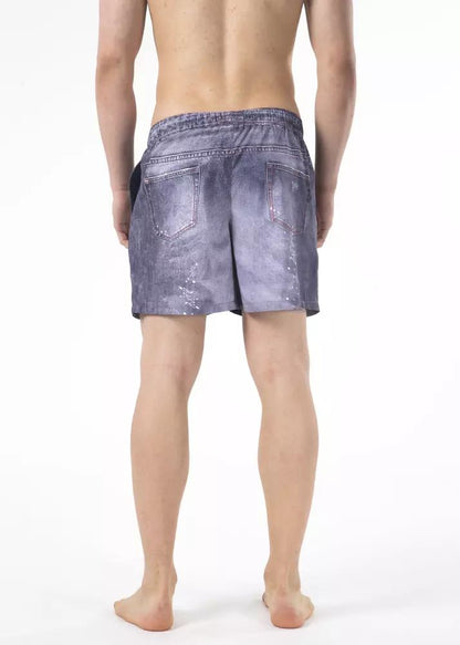 Just Cavalli Chic Blue Printed Beach Shorts