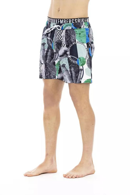 Bikkembergs Multicolor Printed Swim Shorts with Drawstring