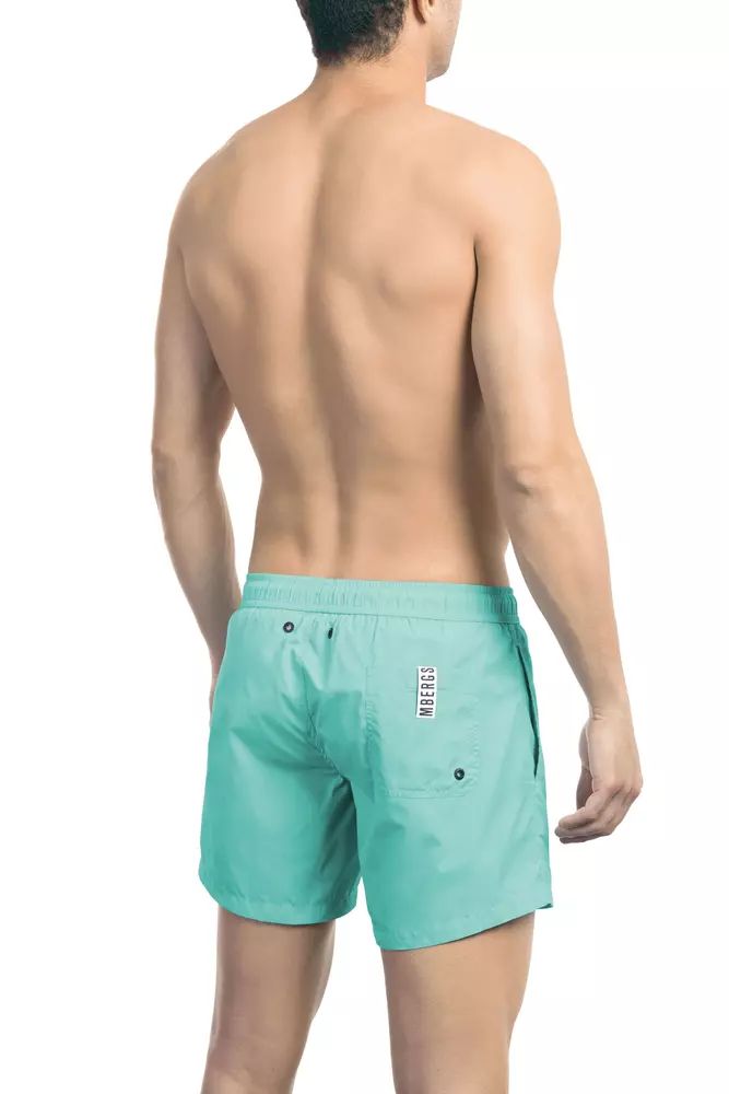 Bikkembergs Chic Light Blue Tape-Trim Swim Shorts