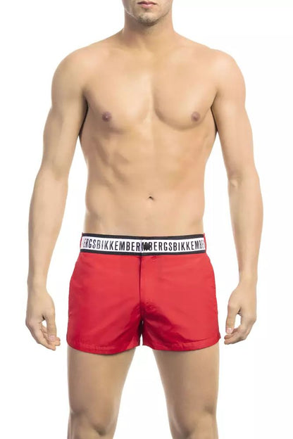 Bikkembergs Red Micro Swim Shorts with Contrast Band