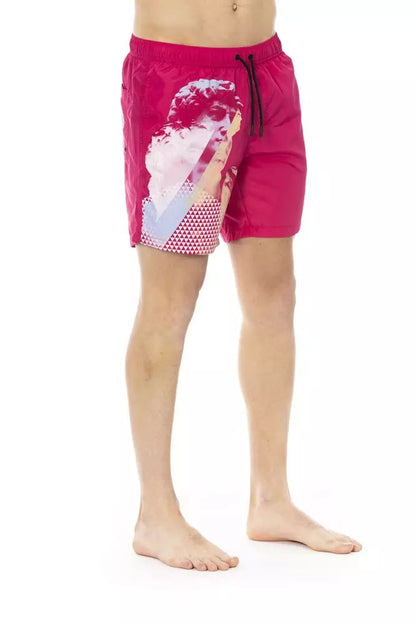 Bikkembergs Fuchsia Swim Shorts with Side Print Detail