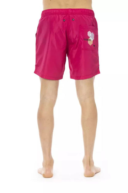 Bikkembergs Fuchsia Swim Shorts with Side Print Detail