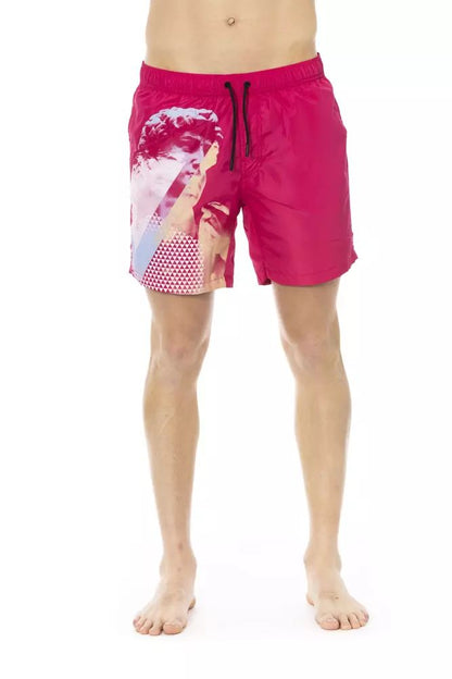 Bikkembergs Fuchsia Swim Shorts with Side Print Detail