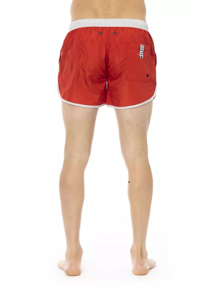 Bikkembergs Vibrant Red Swim Shorts with Front Print