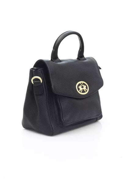 La Martina Elegant Black Leather Crossbody Bag