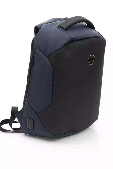 Automobili Lamborghini Sleek Blue Backpack with Signature Logo Detail