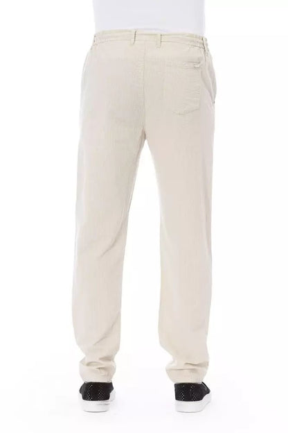 Baldinini Trend Chic Beige Cotton Chino Trousers with Drawstring