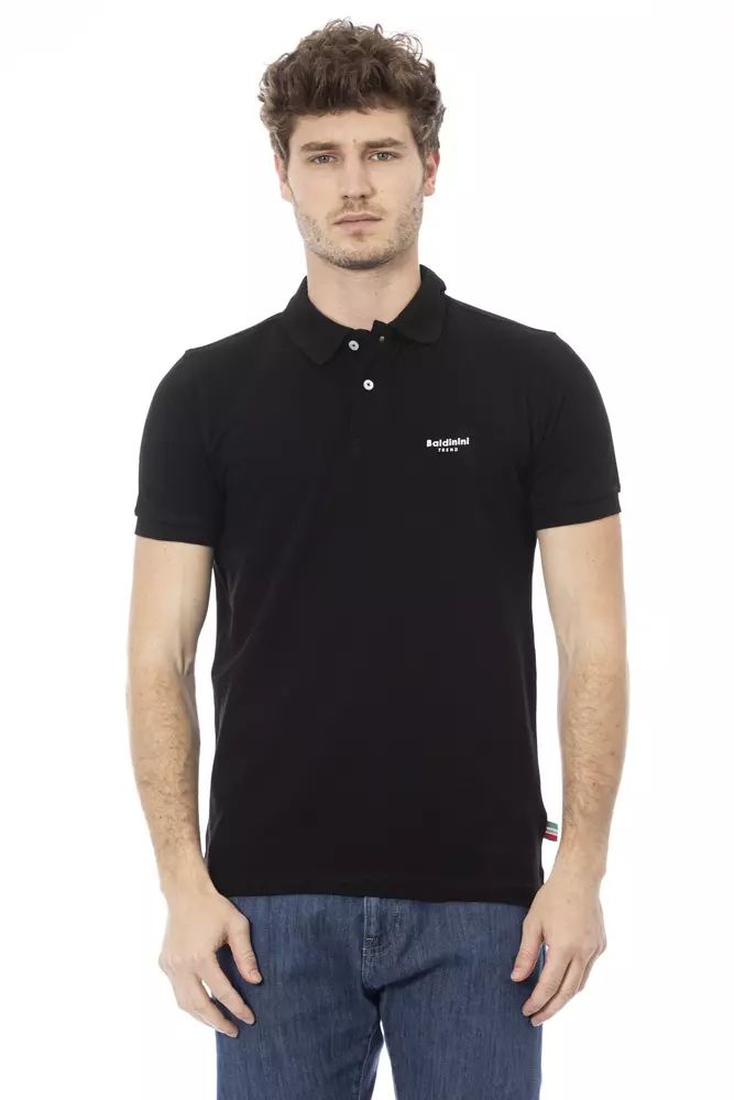 Baldinini Trend schwarzes Baumwoll-Poloshirt