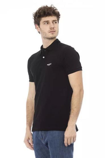 Baldinini Trend schwarzes Baumwoll-Poloshirt