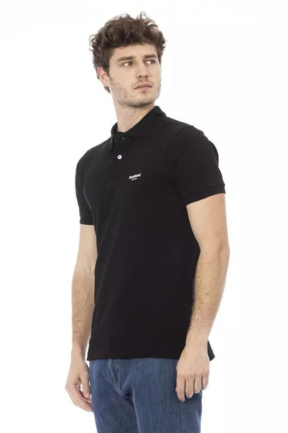 Baldinini Trend Elegant Black Cotton Polo with Front Embroidery